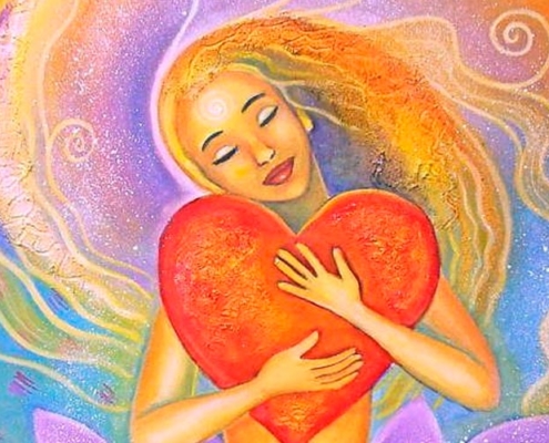 ilustração de mulher criando amor próprio