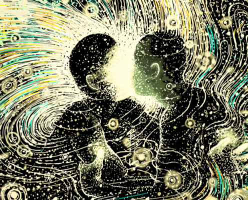 representação da energia feminina e masculina - ilustração de James R Eads